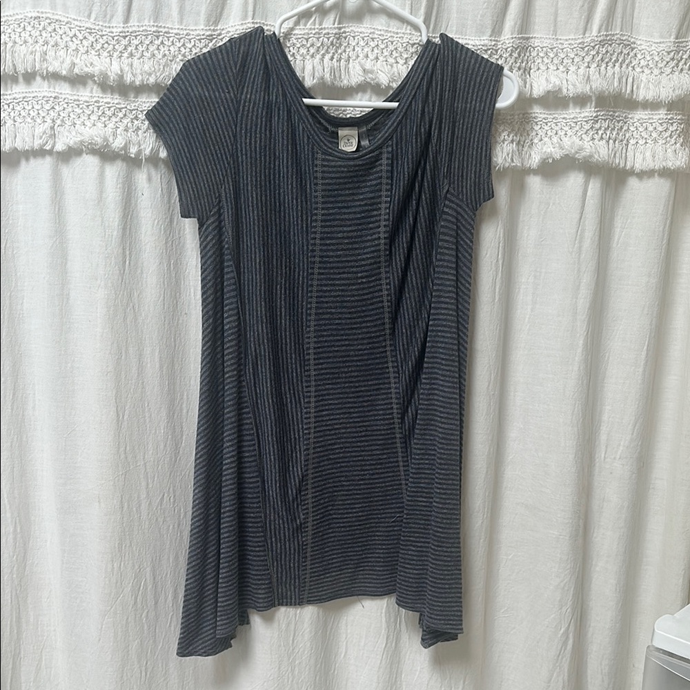 Striped Black and Gray Short Sleeve Dress